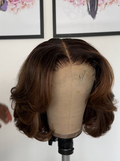 Brown Highlight Layered Bob
