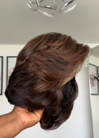 Brown Highlight Layered Bob